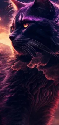 Cat Carnivore Purple Live Wallpaper