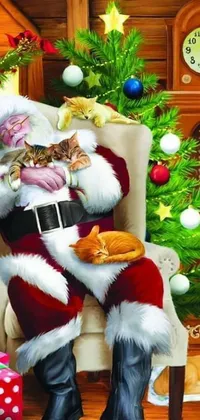Cat Christmas Christmas Tree Live Wallpaper