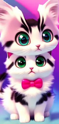 Looking for an adorable and playful phone wallpaper? Check out this vector art featuring two cute kittens sitting together created by a widely recognized artist
