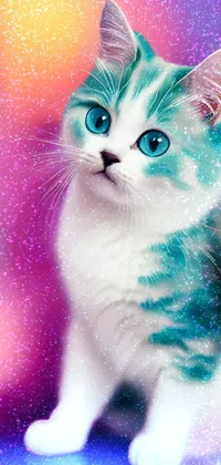 This phone live wallpaper features a stunning close-up of a blue-eyed cat