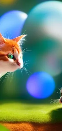 This live phone wallpaper features two feline pets standing together, captured by digital artist at deviantart