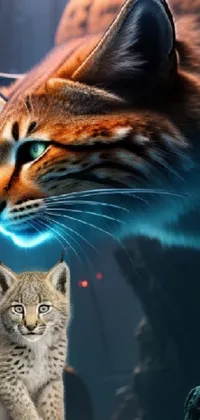 Enhance your phone's display with a unique live wallpaper featuring two enchanting cats sitting side-by-side