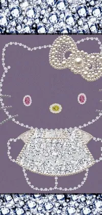 This phone live wallpaper features a digital rendering of a popular cartoon character, wearing a cute dress with purple crystal inlays