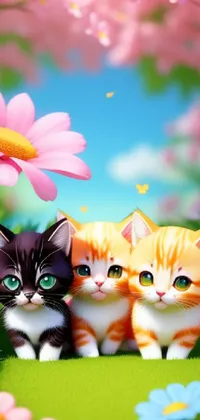 Cat Flower Nature Live Wallpaper