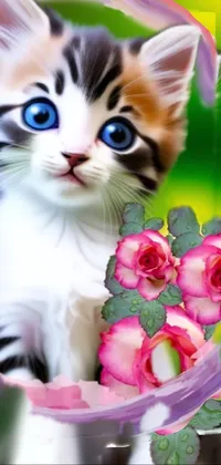 Cat Flower Plant Live Wallpaper