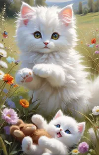 Cat Flower White Live Wallpaper