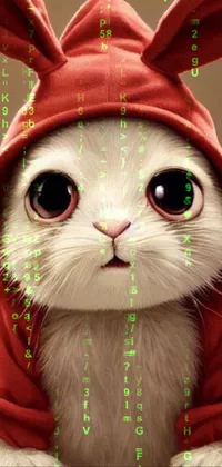 Looking for a cute and playful live wallpaper for your phone? Check out this furry art featuring a white cat wearing a red hoodie and rabbit shaped helmet! The big cute eyes of the cat are sure to make you smile, and the jedi lightsabers in the background add a touch of excitement