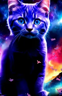 Cat Light Blue Live Wallpaper