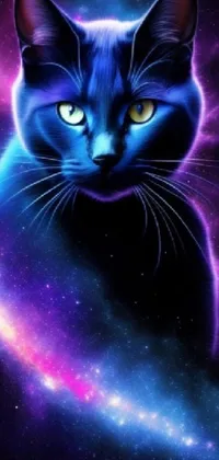 Space Cat with Planets - Enchanting Cosmic Scene