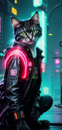 Live wallpaper Furry on the roof cyberpunk / interface personalization