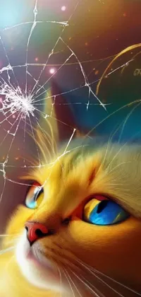 This phone live wallpaper depicts a blue-eyed cat with a distant, thoughtful look