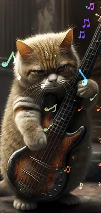 Cat Musical Instrument Guitar Accessory Live Wallpaper