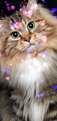 Bring a charming addition to your phone with this live wallpaper featuring a fluffy cat