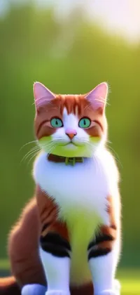 This stunning live phone wallpaper features an adorable feline holding a tennis ball in its mouth