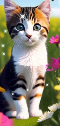 Cat Plant Flower Live Wallpaper