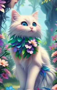 Cat Plant Flower Live Wallpaper