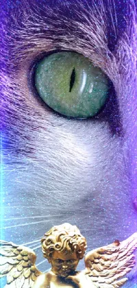 This stunning phone live wallpaper showcases a close up of a mesmerizing cat with captivating green eyes