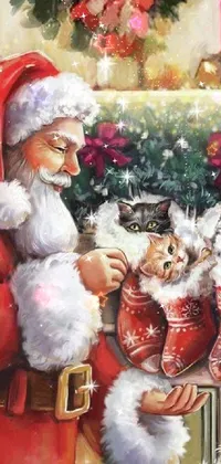 Cat Textile Santa Claus Live Wallpaper