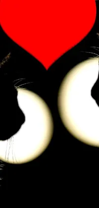 This is a stunning live wallpaper featuring a delightful black and white cat with a heart-shaped red marking on its face