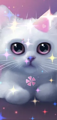 Get ready to add some charm to your phone with this delightful white cat live wallpaper