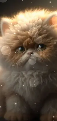 Get enchanted by this amazing phone live wallpaper! It showcases a cuddly Persian cat sitting on a table, with superb cinematic lighting that will leave you astounded