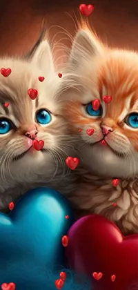 Looking for a beautiful phone live wallpaper that is full of cuteness and warmth? Look no further than this furry art image featuring two adorable kittens by Nina Petrovna Valetova