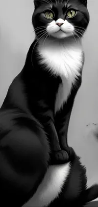 Cat White Black Live Wallpaper