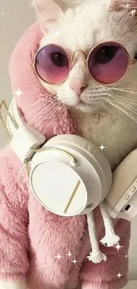 Cat White Eyewear Live Wallpaper