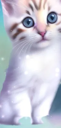 Transform your phone screen into an enchanting scene with this white kitten live wallpaper