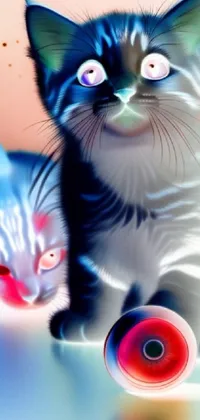 Enjoy this delightful phone live wallpaper featuring two cute cats sitting close together