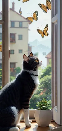 Cat Window Plant Live Wallpaper