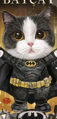 Get ready to make your phone screen purrfect with this live wallpaper! Featuring an adorable black and white cat wearing a Batman costume, the furry art is of the highest detail and will leave a lasting impression on your iPhone's background