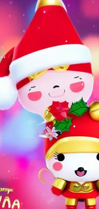 Celebrating Pink Santa Claus Live Wallpaper