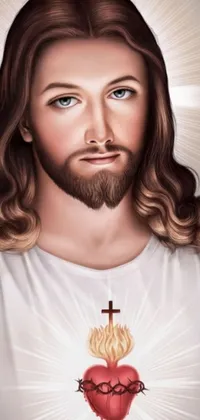 Add a sacred touch to your phone's home screen with this stunning live wallpaper! Featuring the Sacred Heart of Jesus, this piece of digital art is an 8k masterpiece with incredibly detailed designs and electrifying color