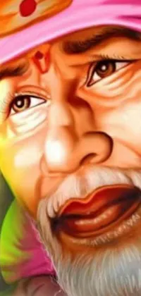 This lively phone wallpaper features an airbrush-style painting with a close-up of a person's face