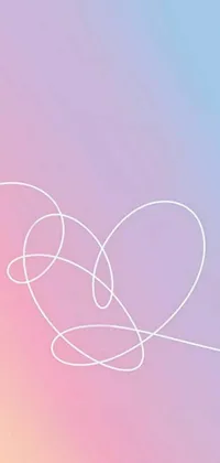 This phone live wallpaper depicts a heart drawing set against a pink and blue gradient background