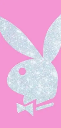This phone live wallpaper showcases a cute white rabbit with a bow tie on a lively pink background