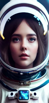 Designed by a talented digital artist, this phone live wallpaper depicts a close-up of a person wearing a space suit
