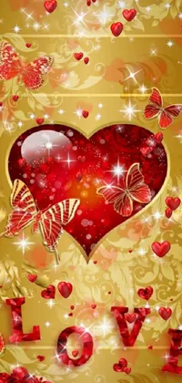 Elevate your phone's aesthetic with this stunning Valentine's Day live wallpaper featuring a heart and lively butterflies