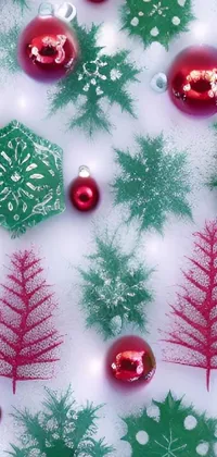 Christmas Ornament Leaf Green Live Wallpaper