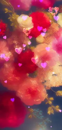 This stunning live wallpaper features a digital painting of a vase full of vibrant flowers