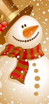Looking for a fun live wallpaper to jazz up your phone? Look no further than this charming snowman live wallpaper! The digital art image features a close-up of a snowman decked out in a top hat and scarf