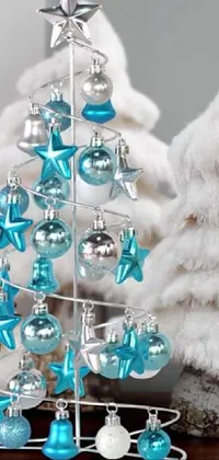 Christmas Tree Blue White Live Wallpaper
