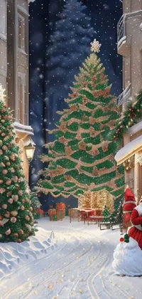 Christmas Tree Building Christmas Ornament Live Wallpaper