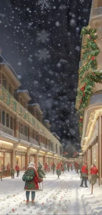 Christmas Tree Building Sky Live Wallpaper
