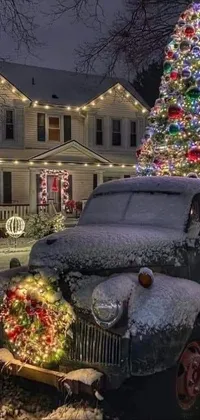 Christmas Tree Car Tire Live Wallpaper