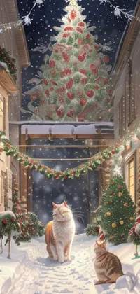 Christmas Tree Cat Photograph Live Wallpaper