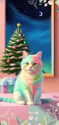 Christmas Tree Cat Plant Live Wallpaper