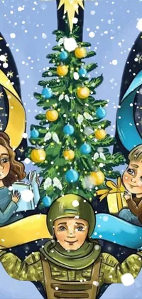 Christmas Tree Christmas Ornament Cartoon Live Wallpaper