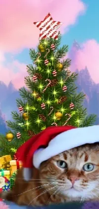 Christmas Tree Christmas Ornament Cat Live Wallpaper